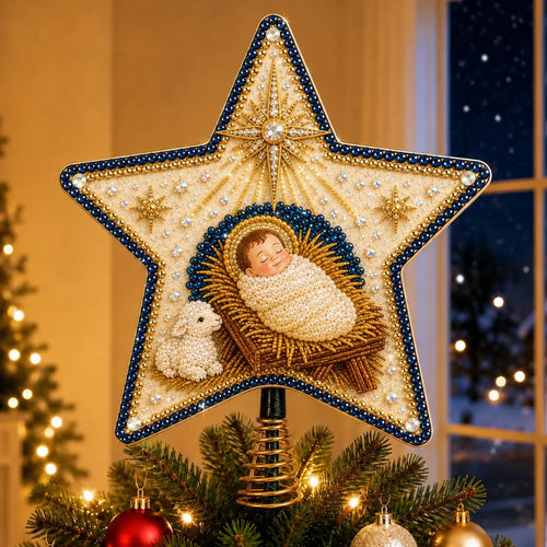 ✝️ Christian Pearl Diamond Art Christmas Tree Topper DIY Kit