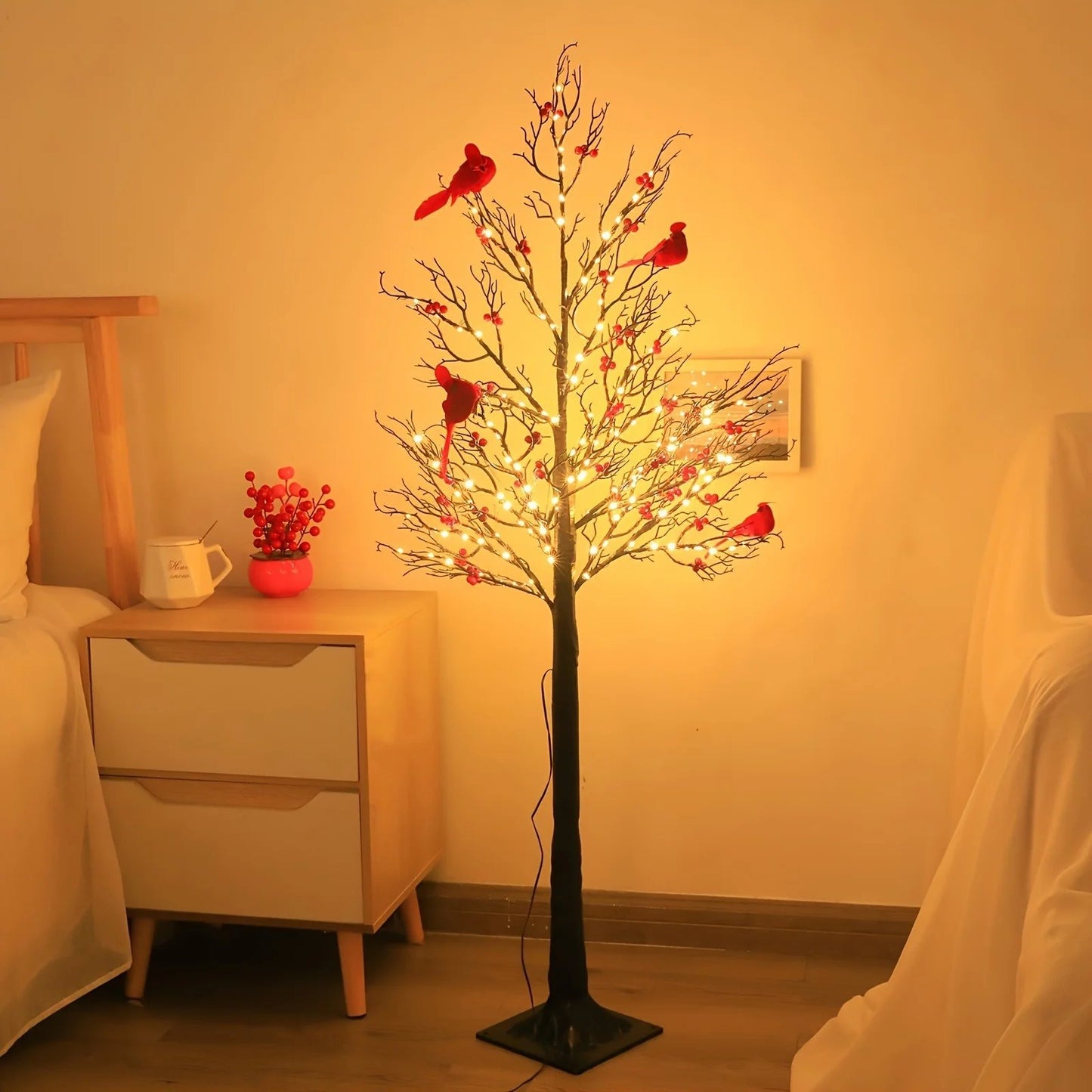 🎉✨ 2026 Vintage Glowing Cardinal Tree