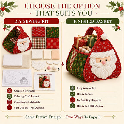🎄🧺 Cozy Christmas Quilted Basket – DIY Sewing Project or Ready-Made Holiday Storage