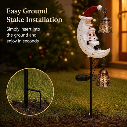🎅🌙 Christmas Moon Solar Garden Stake Light