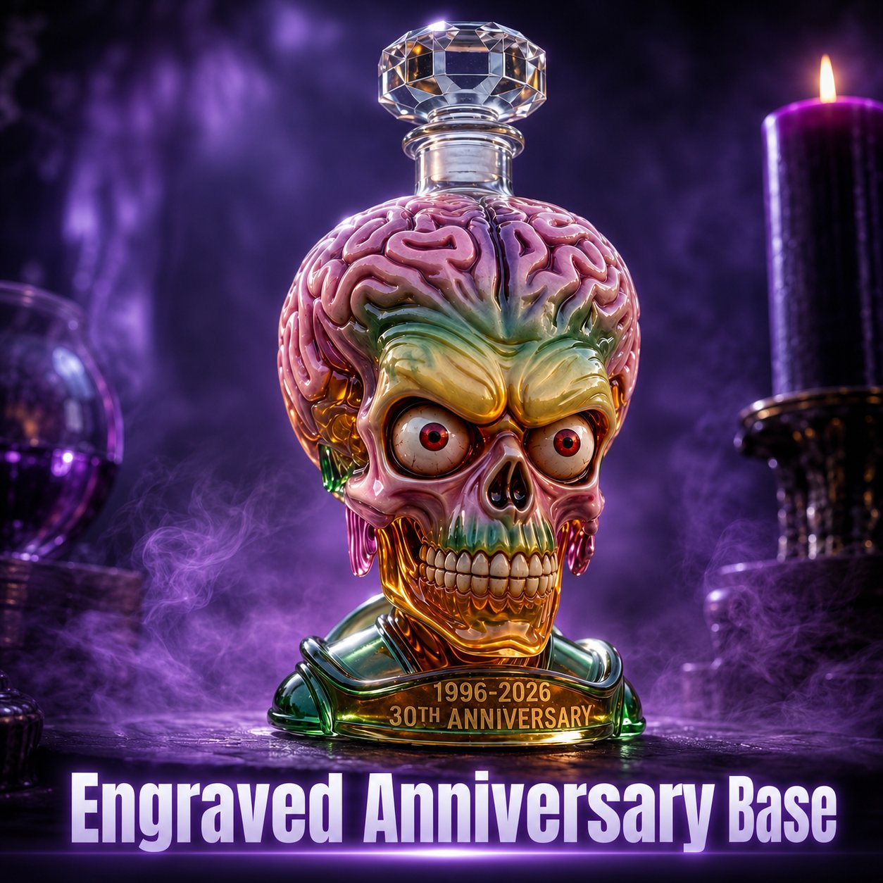 🧠 Alien Skull Glass Liquor Decanter