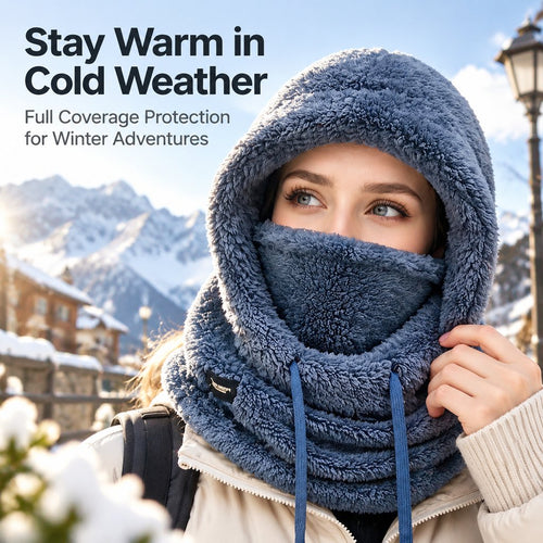 Damen-Fleece-Winterradmaske und -mütze mit Kapuze für kaltes Wetter (Modelljahr 2026)