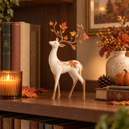 Autumn Leaf Antler Deer Figurine🦌