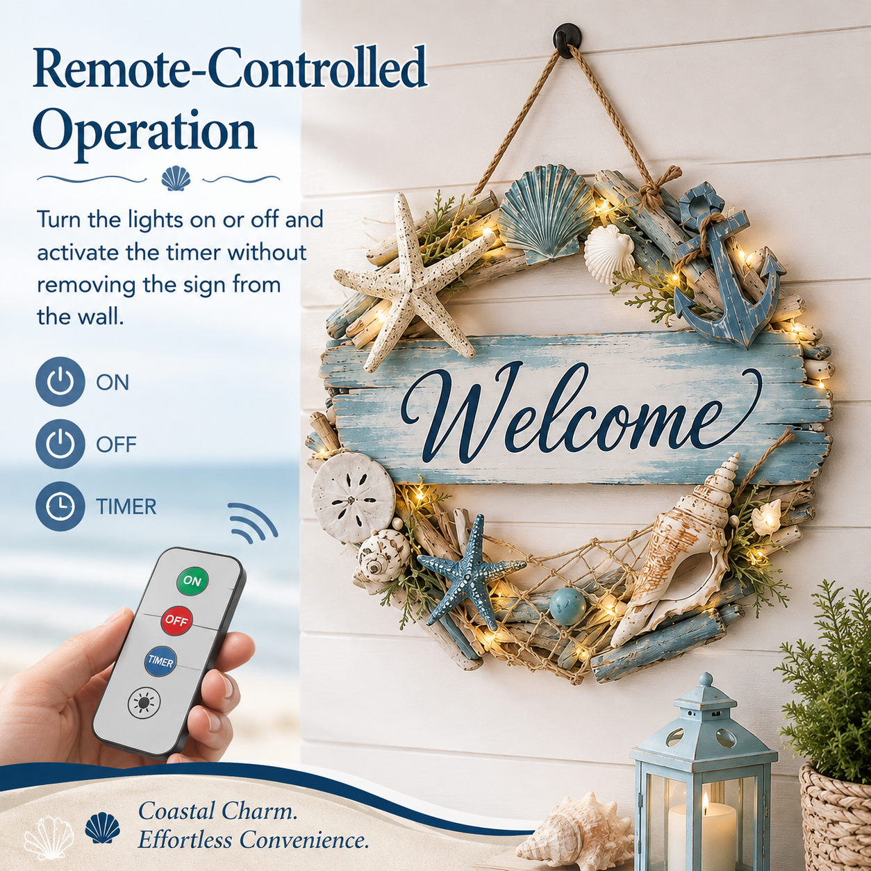 Lighted Coastal Welcome Sign