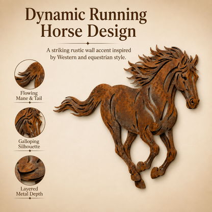Rustic Running Horse Metal Wall Decor
