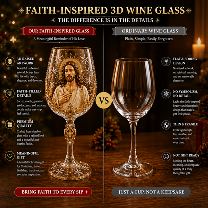 🎅 2026 Christmas Gift 50% Off ✝️Faith & Grace 3D Christian Wine Glass Set – Meaningful Faith Gift🎁