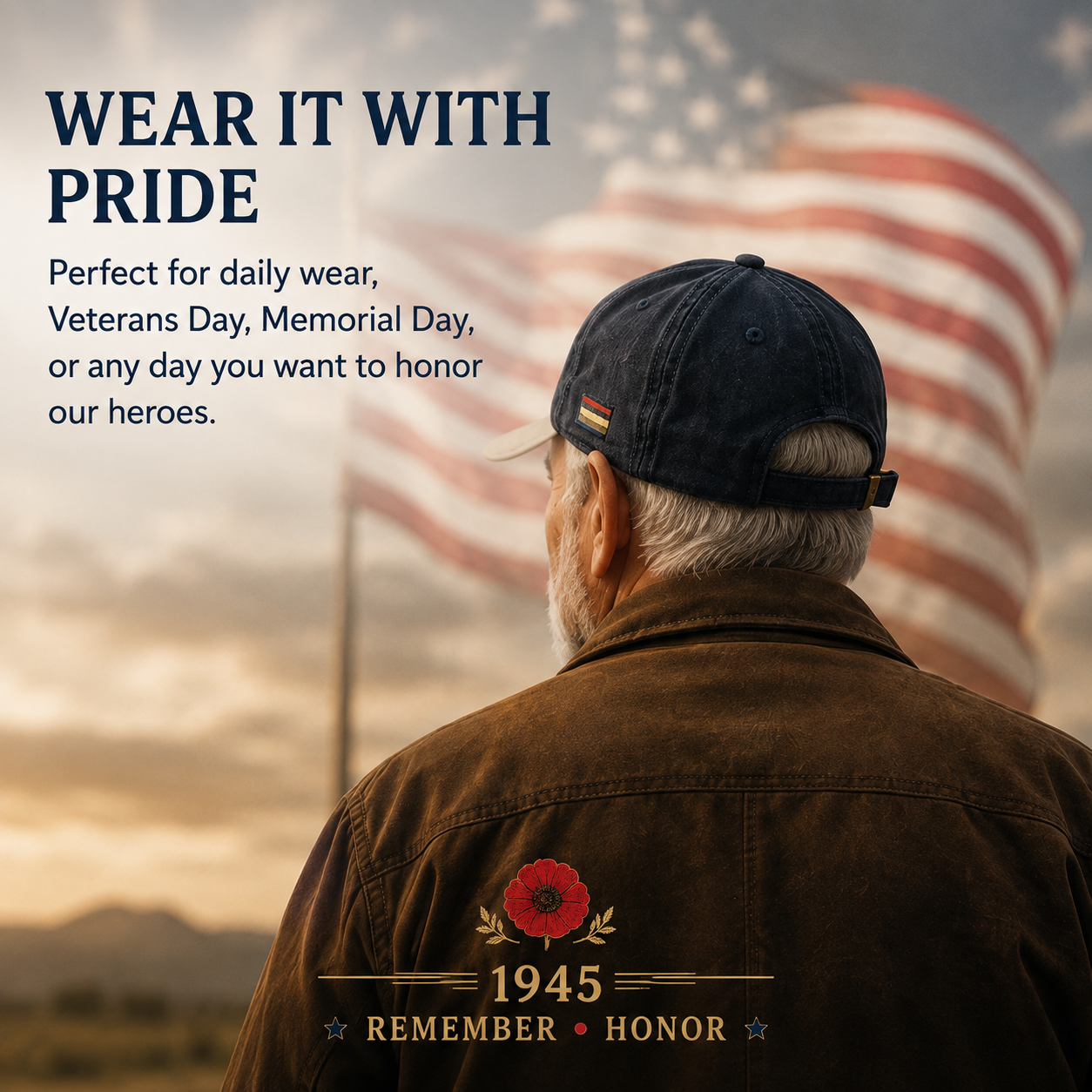 The Greatest Generation 1945 Memorial Poppy Cap – Remember & Honor