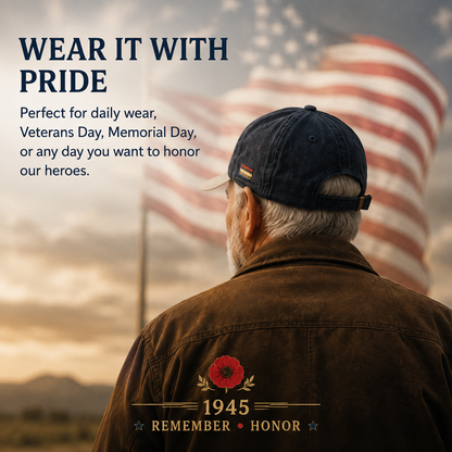 The Greatest Generation 1945 Memorial Poppy Cap – Remember & Honor