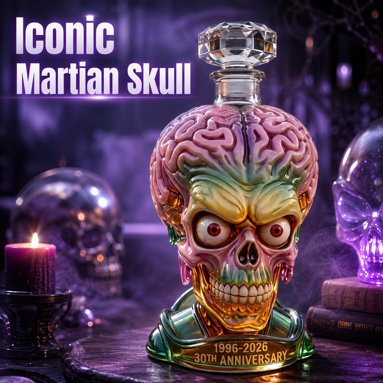 🧠 Alien Skull Glass Liquor Decanter