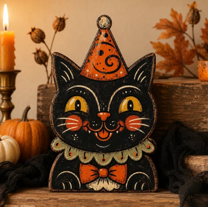 👻🎃 Vintage Wooden Halloween Table Decor