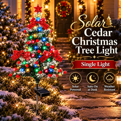 Solar Cedar Christmas Tree Lights| Festive Outdoor Holiday Decor