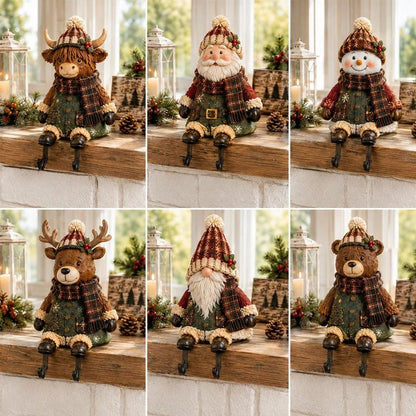 🎄🧦 Festive Mantel Character Stocking Holders – Hidden Hook Christmas Shelf Decor