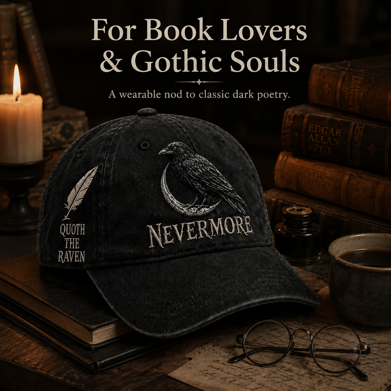⬛🐦Nevermore Raven Vintage Cap | Gothic Bird Lover Hat