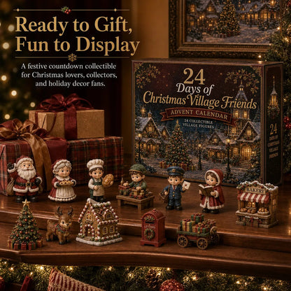 ⏳ Last Day 49% OFF – 🎄24 Days Of Christmas Village Friends Advent Calendar | 24 Unique Miniature Characters, Shops & Holiday Collectibles for a Complete Festive Village ✨