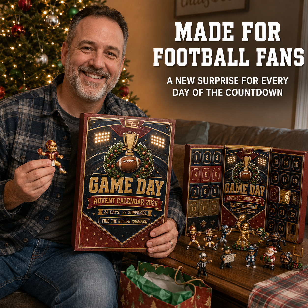 🏈 Game Day Football Advent Calendar 2026 – 24 Collectible Surprises & Hidden Golden Champion