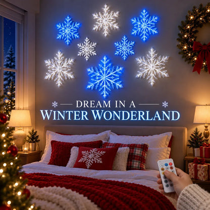 ⏳ Last Day 49% OFF – ❄️ LED Snowflake Wall Lights | 3D Christmas Snowflake Décor with Blue & White Glow, Remote Control & Magical Indoor Holiday Atmosphere ✨