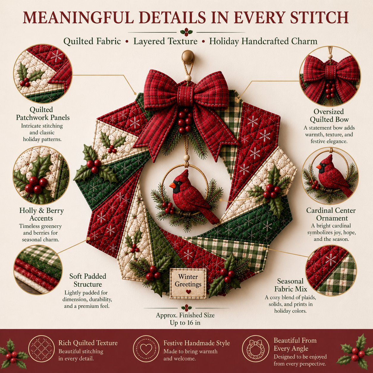 🎄 Christmas Fabric Wreath DIY Kit