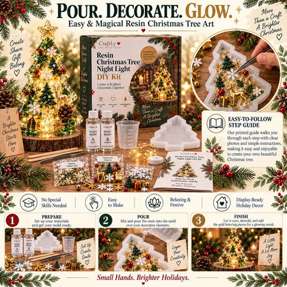 🎄✨ DIY Christmas Glow Tree – Beginner-Friendly Resin Craft Kit with Lights & Festive Decorations