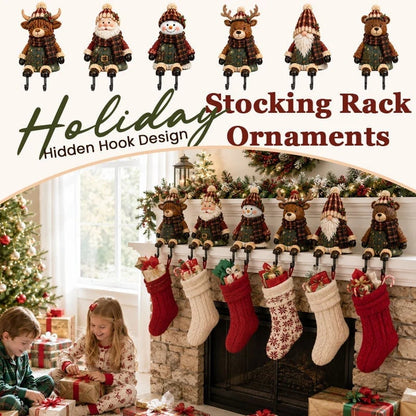 🎄🧦 Festive Mantel Character Stocking Holders – Hidden Hook Christmas Shelf Decor