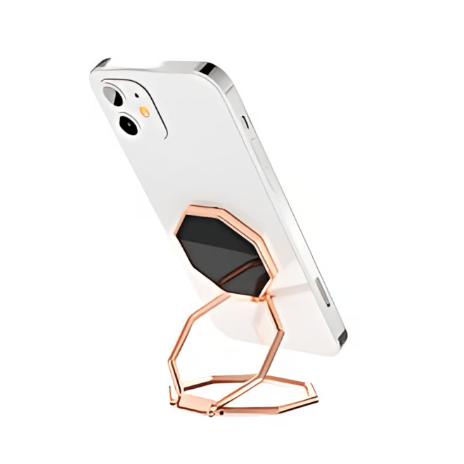 Octagonal Foldable Metal Phone Ring Stand | Magnetic Car Mount Compatible