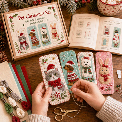 ⏳ Last Day 49% OFF – 🎄 DIY Felt Embroidery Bookmark Kit
