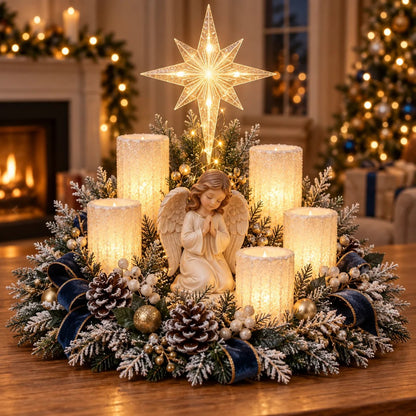 🎄 Glowing Christmas Centerpiece with Warm Flameless Candlelight ✨🕯️