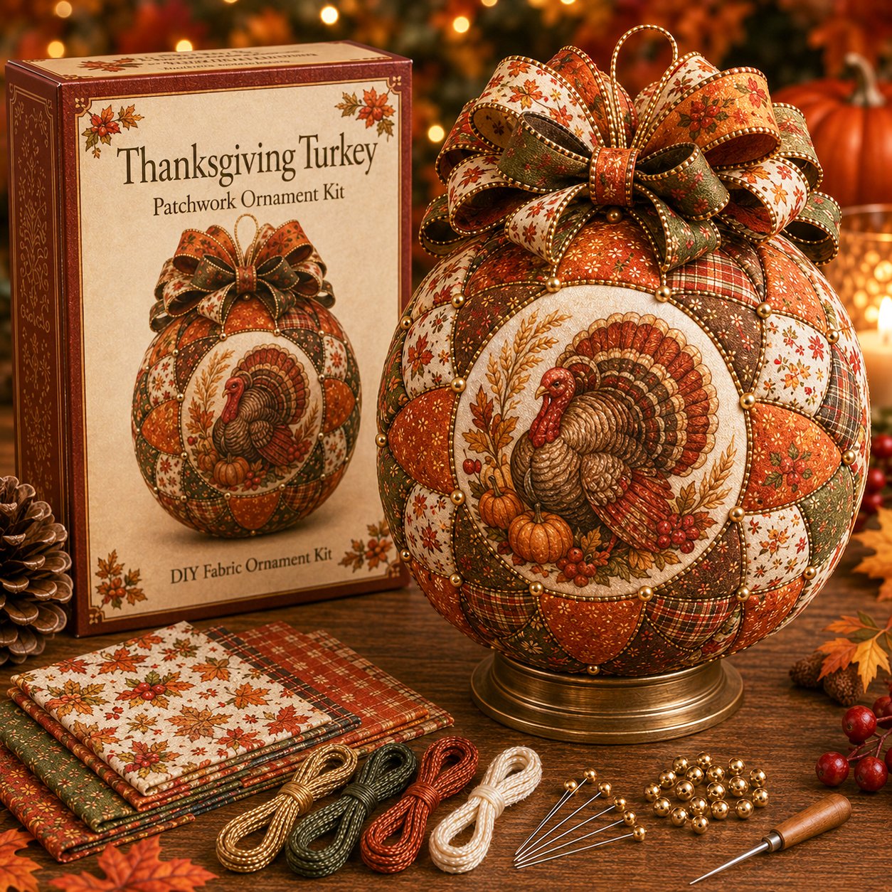 🍂 Autumn Thanksgiving Classics Patchwork Ornament DIY Kit