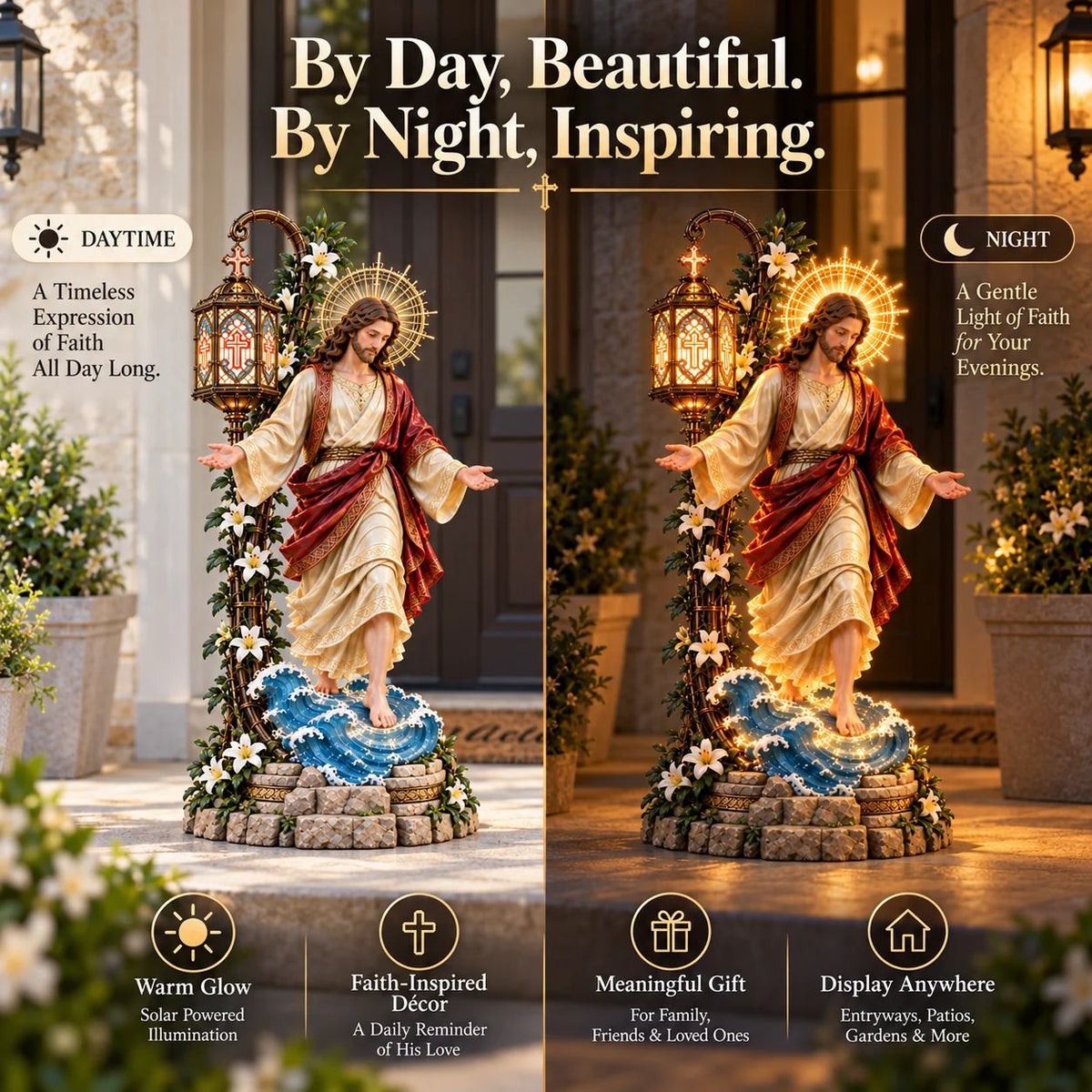 ✨✝️✨ Walk by Faith Jesus Reflection Light – Walking on Water Christian Decor