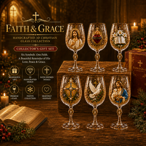 🎅 2026 Christmas Gift 50% Off ✝️Faith & Grace 3D Christian Wine Glass Set – Meaningful Faith Gift🎁