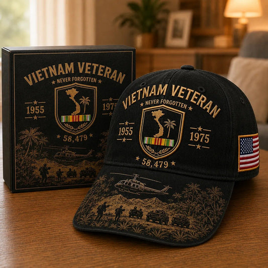 🔥🎖️Vietnam Veteran Never Forgotten 1955–1975 Commemorative Cap 🇺🇸