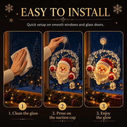 🎄🪟 Festive Glow Window Ornament – Suction-Cup Christmas Light with Layered Holiday Design
