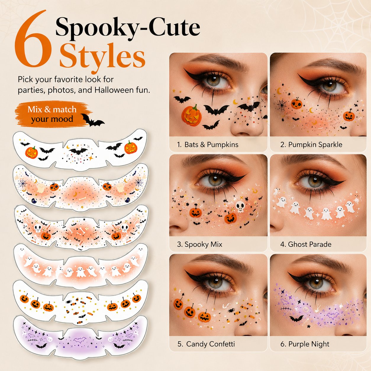 ✨ Temporary Freckle Face Tattoos – 6 Themed Styles for Every Mood
