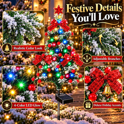 Solar Cedar Christmas Tree Lights| Festive Outdoor Holiday Decor