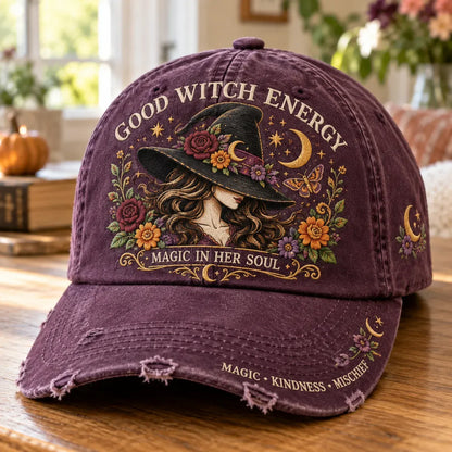 🔥Last Day 50% OFF 🌙 Good Witch Energy Floral Witch Baseball Cap