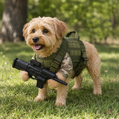 🔥Funny Tactical Soldier Pet Costume – Front-Facing Military Uniform for Dogs & Cats