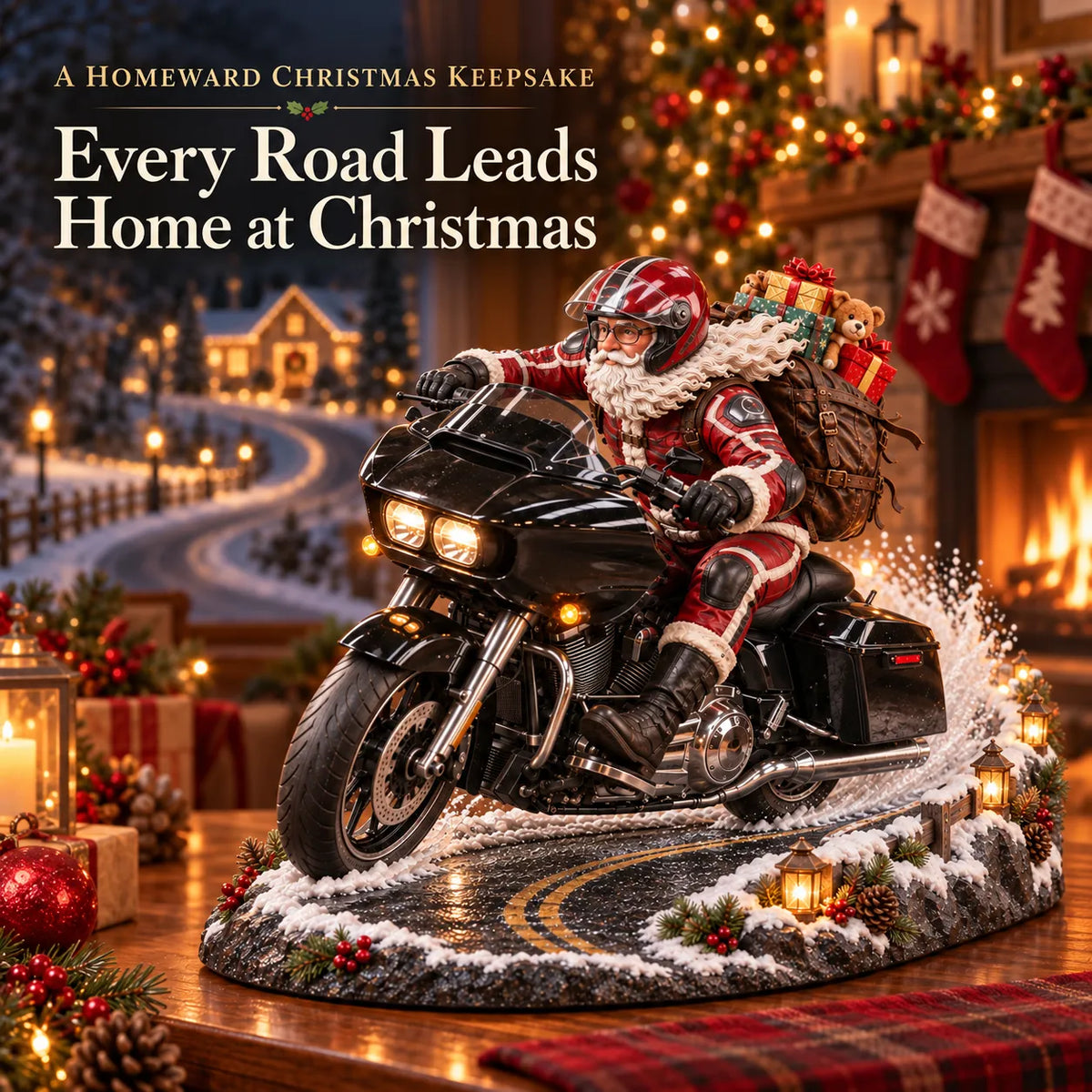 Santa motorcycle Christmas rider keepsake