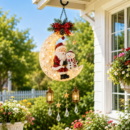 🎄 Lighted Santa &amp; Snowman Crescent Moon Christmas Hanging Decor