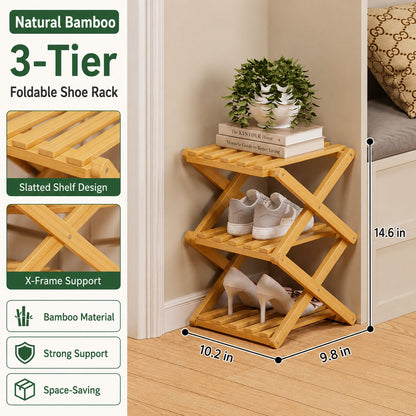 🔥Buy 2 Get 20% OFF🔥Foldable Bamboo Accordion Shoe Rack
