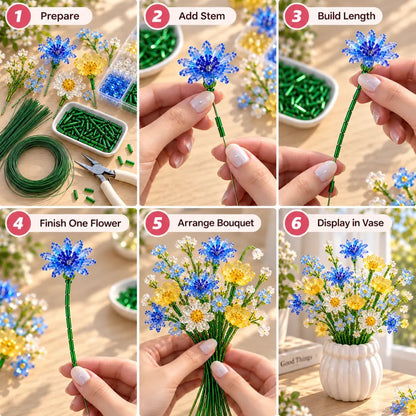 DIY Beaded Wildflower Bouquet Kit – Handmade Crystal Flower Craft Set
