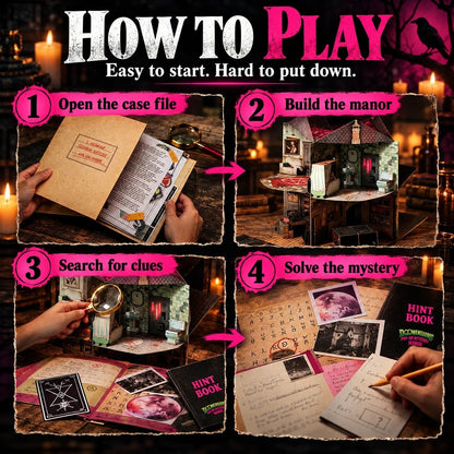 Dark Mansion Pop-Up Detective Puzzle Box, Immersive Mystery Adventure for Weekend Game Parties