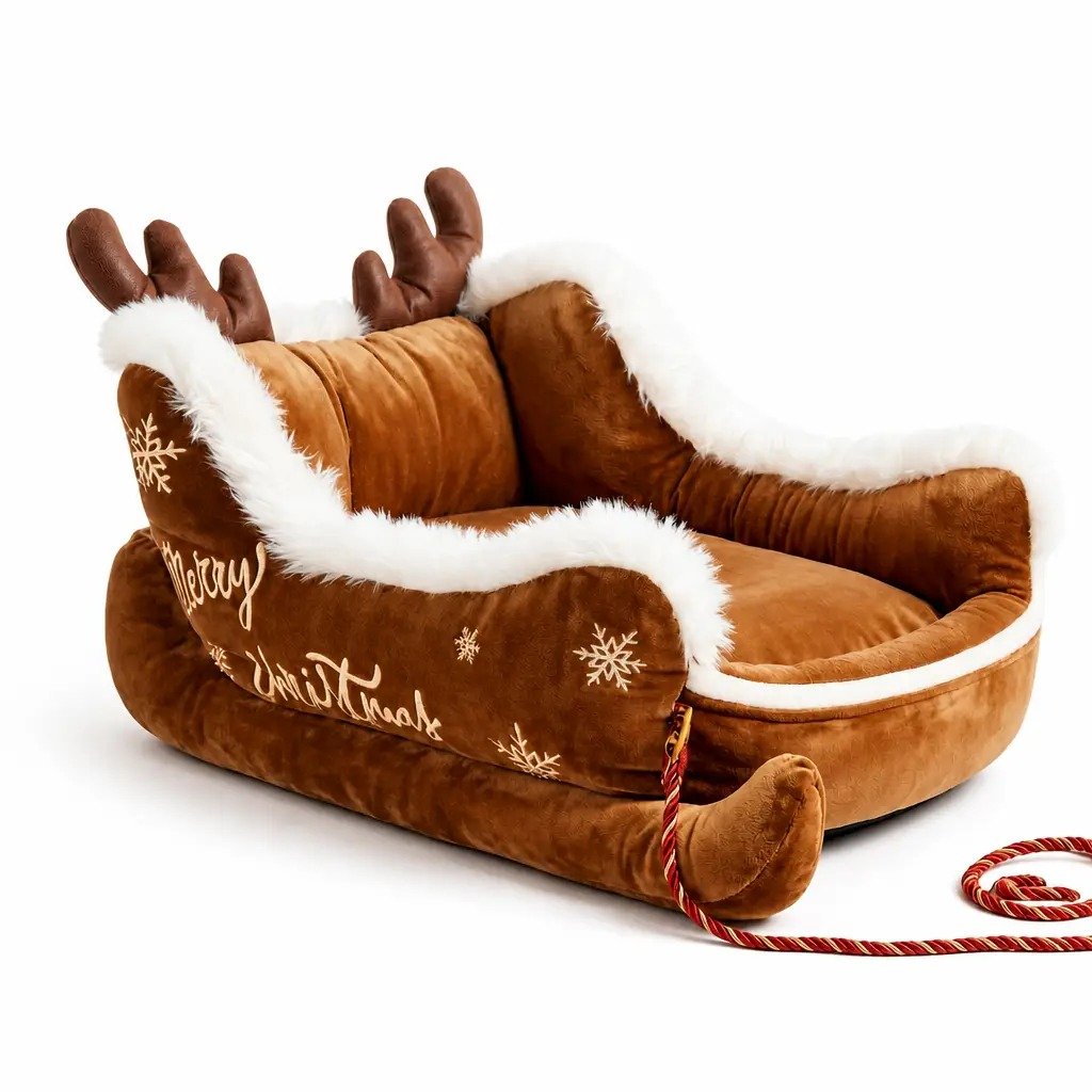🎄 Santa Paws Christmas Dog Beds – Cozy Festive Sleigh & Holiday Pet Beds