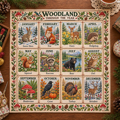 🧵🌷 Stitch the Seasons – 12-Month Embroidery Sampler Collection