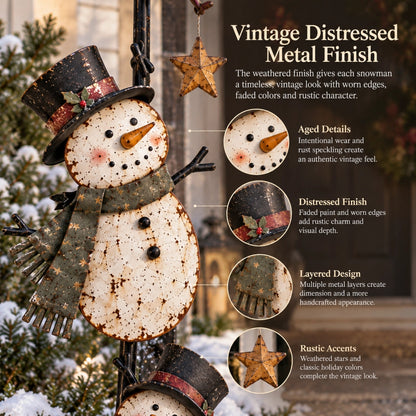 Vintage Climbing Snowman Garden Stake