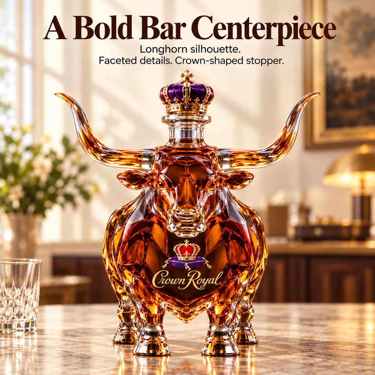 👑Crown Royal Texas Longhorns Whiskey Bottle