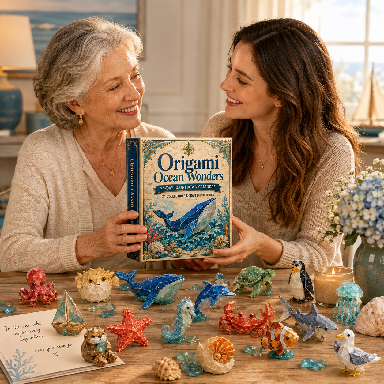 24-Day Origami Ocean Wonders Advent Calendar – 24 Collectible Ocean Figurines, A Magical Christmas Countdown Gift for Ocean Lovers