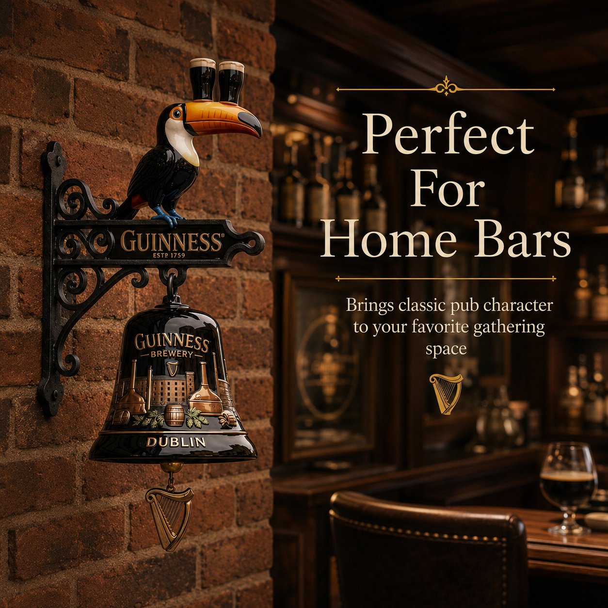 🍺🔔 Guinness Toucan Cast Iron Door Bell
