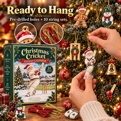 🏏🎄Christmas Cricket Advent Calendar 2026 - 24-Day Festive Countdown, Acrylic Charms Blind Box - Gift For Cricket Lovers