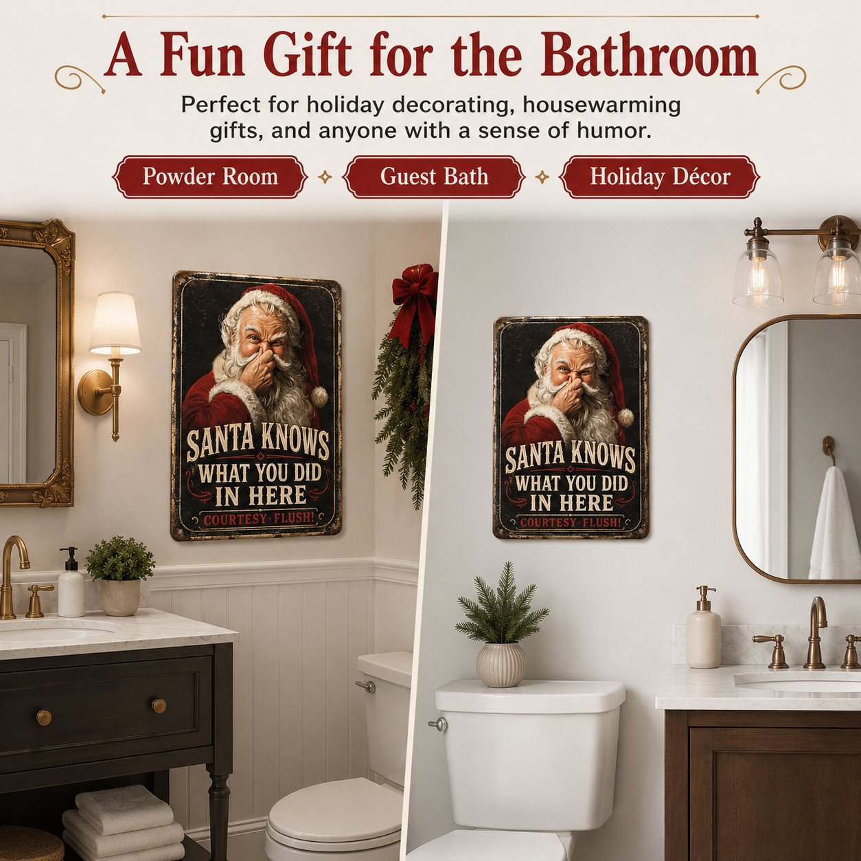 🎅🚽Santa Knows Funny Bathroom Sign