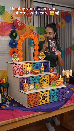 Day of the Dead Wooden Altar Display Set | 💕Death is not the end of life, forgetting is