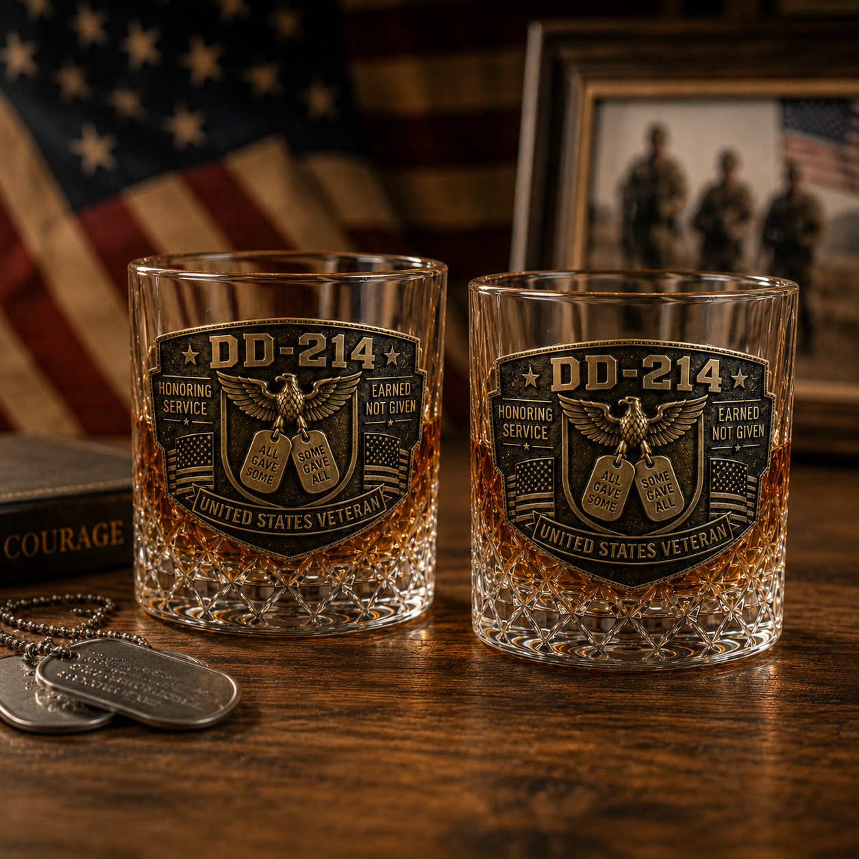 🦅 DD-214 Veteran Whiskey Decanter & Glass Set